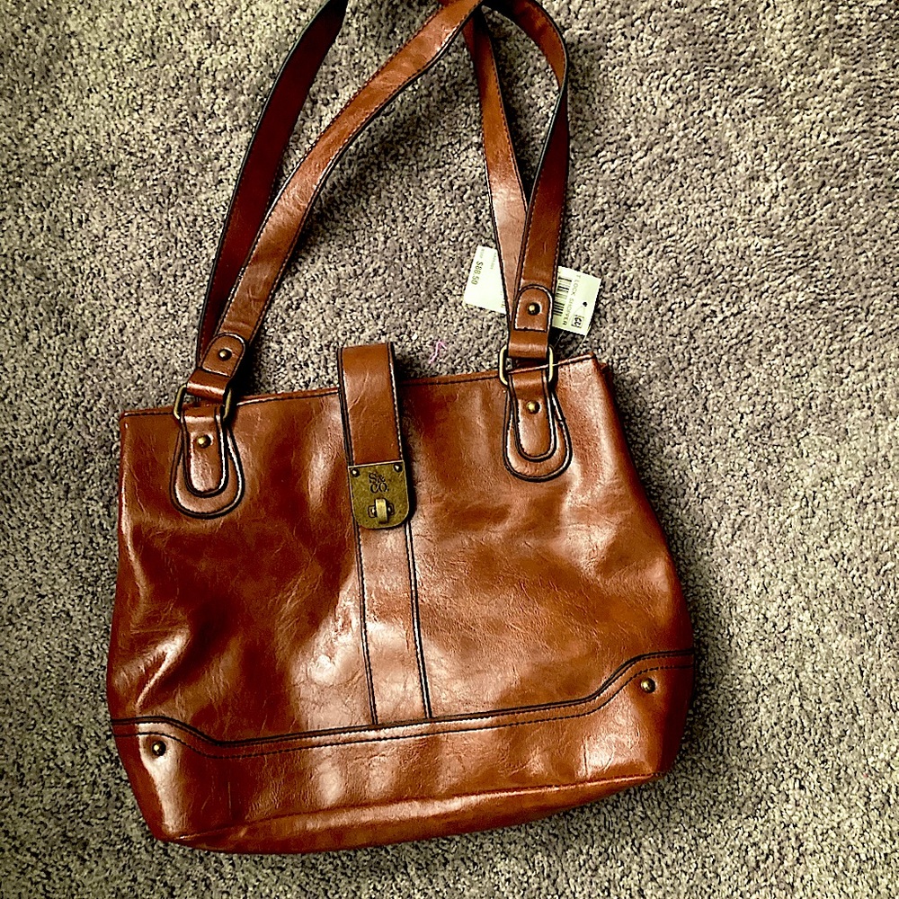 NWT Leather Handbag, magnet closure, Style & Co